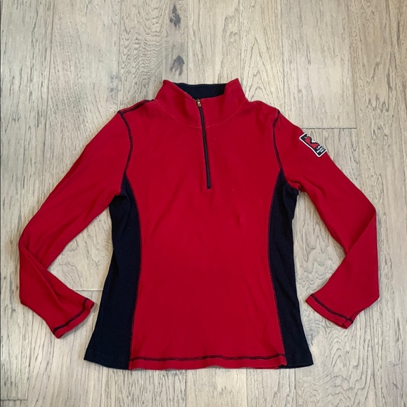 Lauren Ralph Lauren Tops - Lauren Ralph Lauren Red Athletic Half-Zip Top with Black Trim